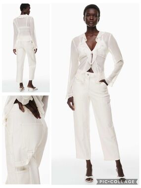 Wilfred Free Aritzia Brennan High Rise Utility Pants Birch Off White size 4